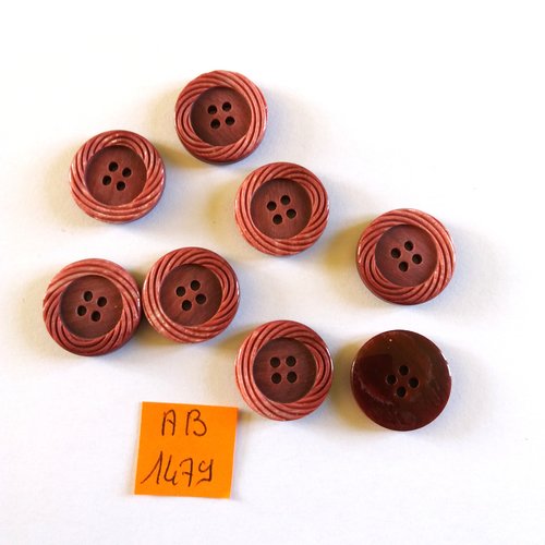 8 boutons en résine violet - 18mm - ab1479