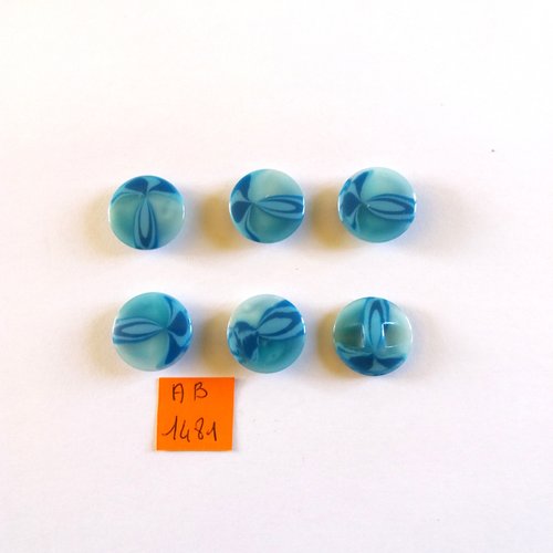 6 boutons en résine bleu - 17mm - ab1481