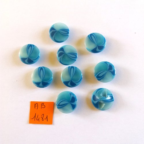 9 boutons en résine bleu - 15mm - ab1481