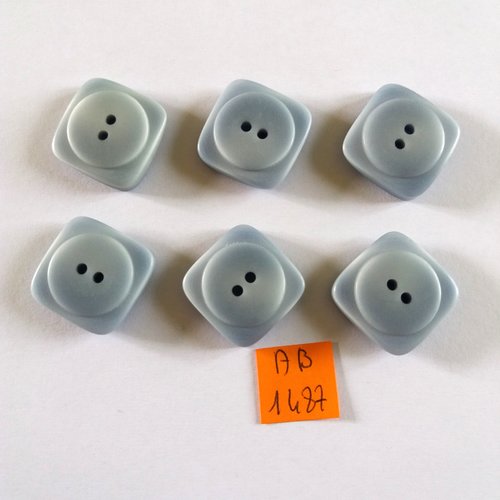 6 boutons en résine bleu - 22x22mm - ab1487