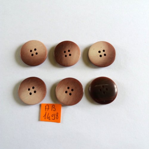 6 boutons en résine vieux rose/marron - 22mm - ab1498