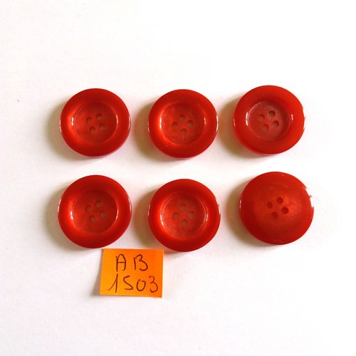 6 boutons en résine rouge - 23mm - ab1503