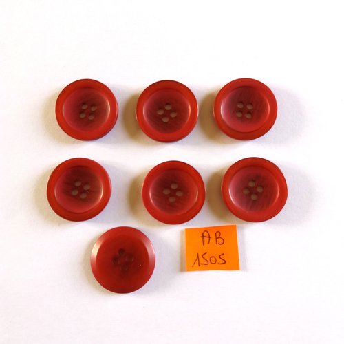 7 boutons en résine rouge foncé - 23mm - ab1505