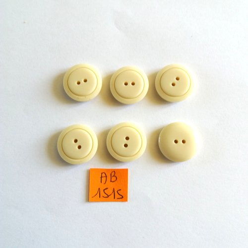 6 boutons en résine ivoire - 18mm  - ab1515