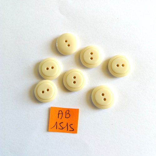 7 boutons en résine ivoire - 14mm  - ab1515