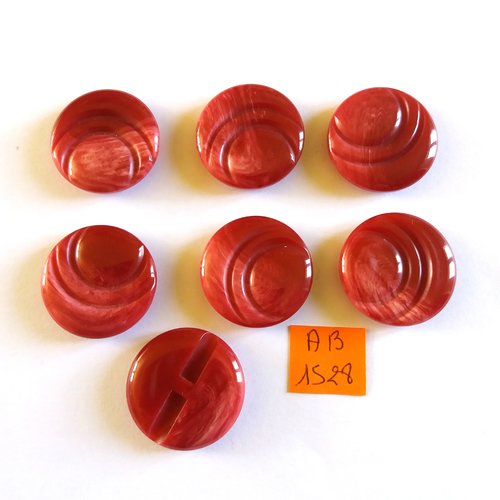 7 boutons en résine rouge/rose - 27mm  - ab1528