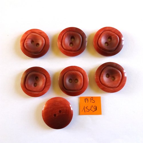 7 boutons en résine rouge dégradé - 28mm  - ab1529