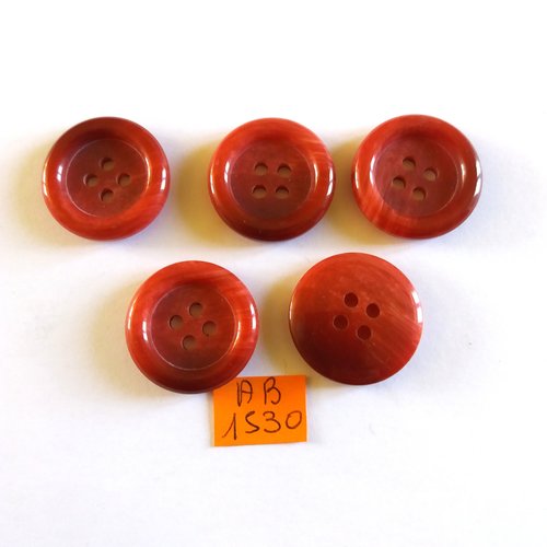 5 boutons en résine rouge dégradé - 25mm  - ab1530