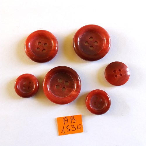 6 boutons en résine rouge dégradé - 27mm - 17mm et 25mm  - ab1530