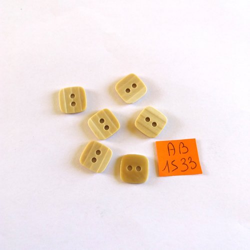 6 boutons en résine beige - 12x12mm - ab1533