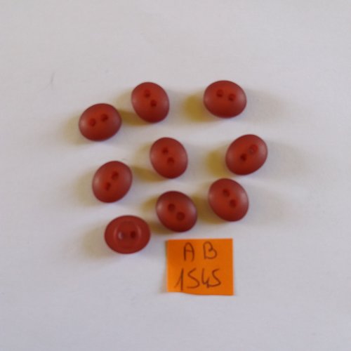 9 boutons en résine rouge foncé - 15x12mm - ab1545