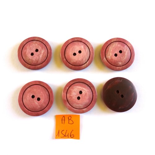 6 boutons en résine marron - 23mm - ab1546