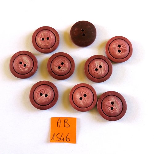 9 boutons en résine marron - 18mm - ab1546