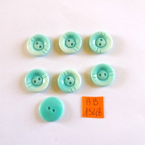 7 boutons en résine bleu/vert - 18mm - ab1548