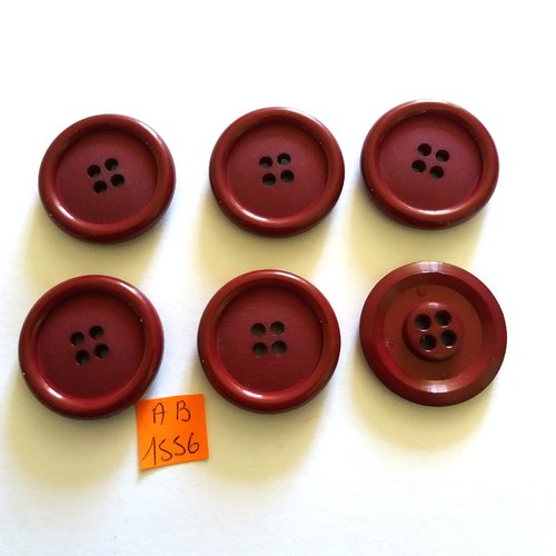 6 boutons en résine bordeaux - 31mm - ab1556