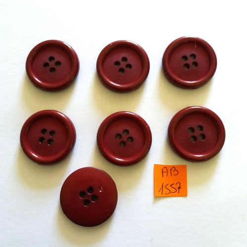 7 boutons en résine bordeaux - 28mm - ab1556