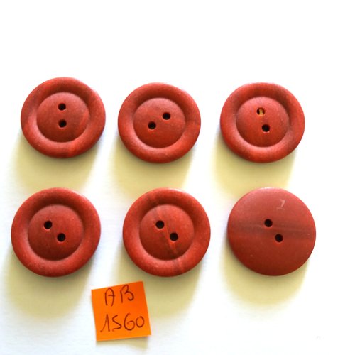 6 boutons en résine rouge foncé - 27mm - ab1560