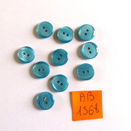10 boutons en résine bleu - 11mm - ab1568