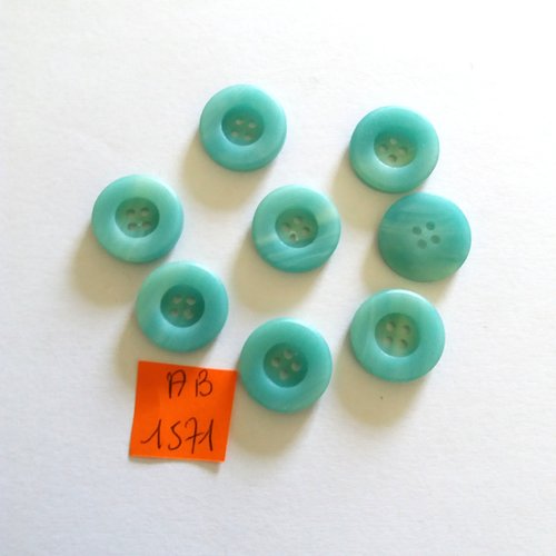 8 boutons en résine bleu/vert - 18mm - ab1571