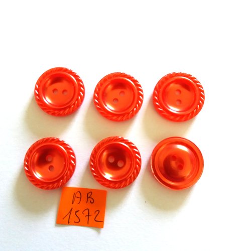 6 boutons en résine rouge clair - 22mm - ab1572