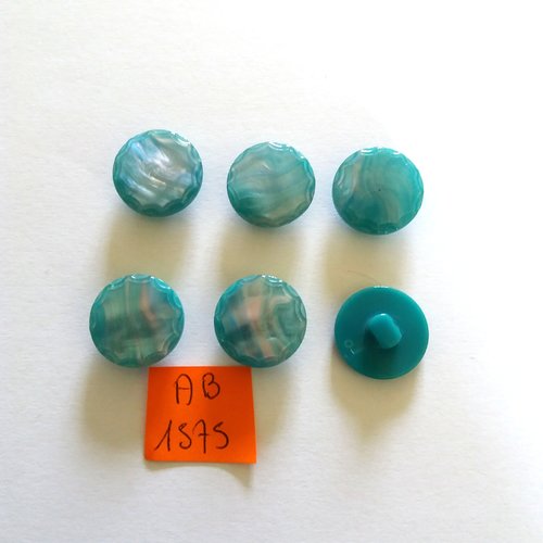 6 boutons en résine bleu/vert - 17mm - ab1575