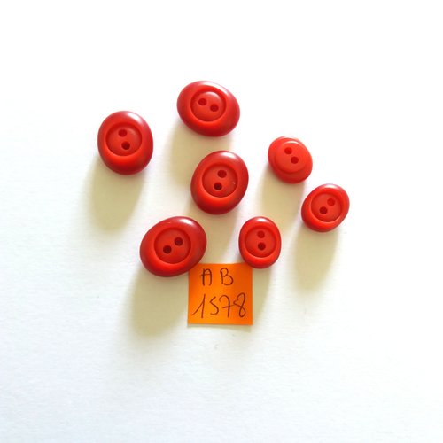 7 boutons en résine rouge - 15x18mm - ab1578
