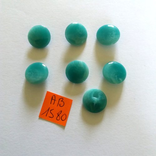 7 boutons en résine vert - 14mm - ab1580