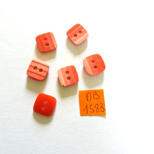 6 boutons en résine rouge/rose - 12x12mm - ab1583