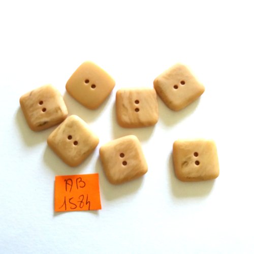 7 boutons en résine marron/beige - 18x18mm - ab1584