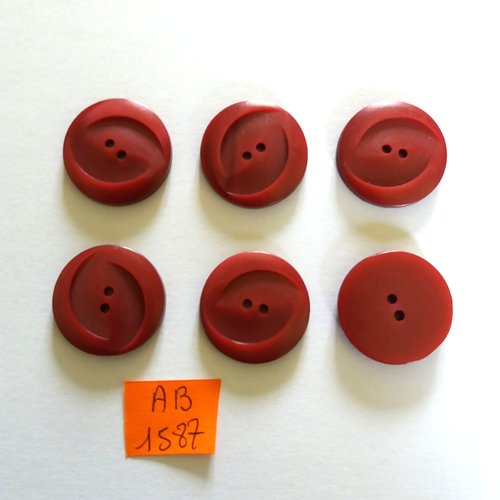 6 boutons en résine bordeaux - 23mm - ab1587