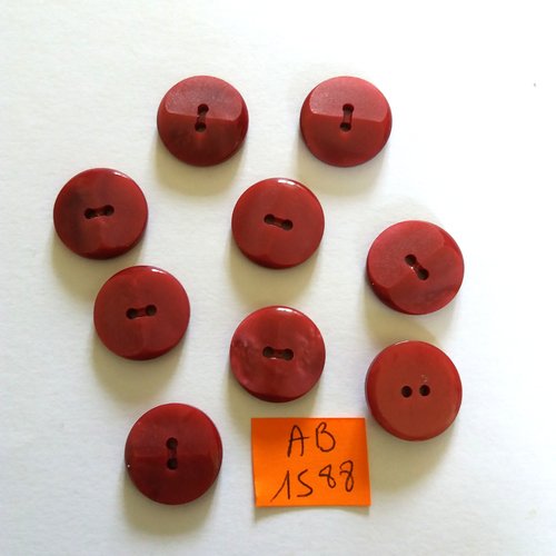 9 boutons en résine bordeaux - 17mm - ab1588