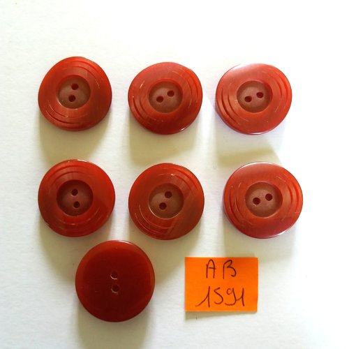 7 boutons en résine rouge - 22mm - ab1591
