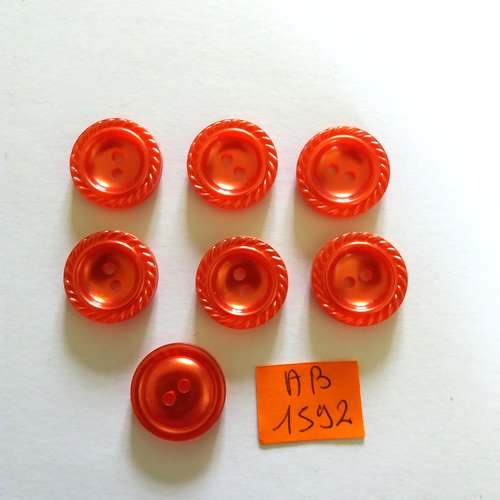 7 boutons en résine rouge - 18mm - ab1592