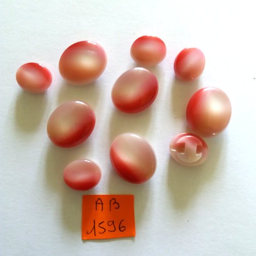 10 boutons en résine rose dégradé - 17x20mm et 12x15mm - ab1596