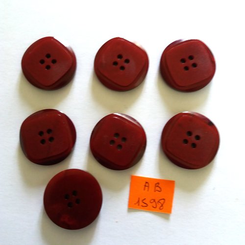 7 boutons en résine bordeaux - 26mm - ab1598