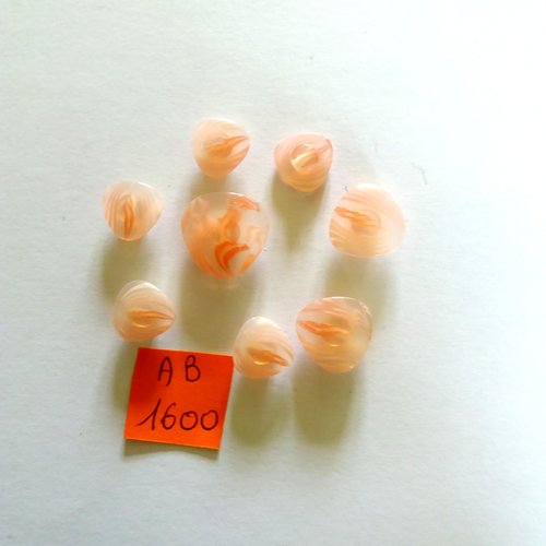 8 boutons en résine rose transparent - 16mm - 14mm et 11mm - ab1600