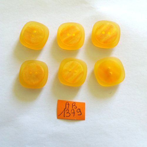 6 boutons en résine orange - 20x20mm - ab1379