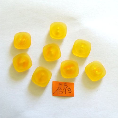 8 boutons en résine orange - 16x16mm - ab1379