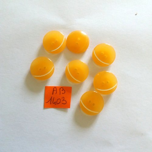 7 boutons en résine orange et blanc - 17mm - ab1403