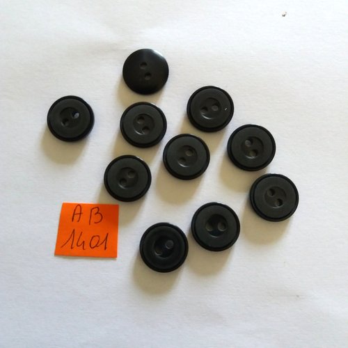 10 boutons en résine gris foncé - 15mm - ab1401
