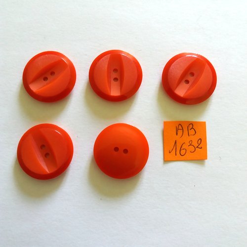 5 boutons en résine rouge - 21mm - ab1632