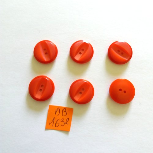 6 boutons en résine rouge - 17mm - ab1632