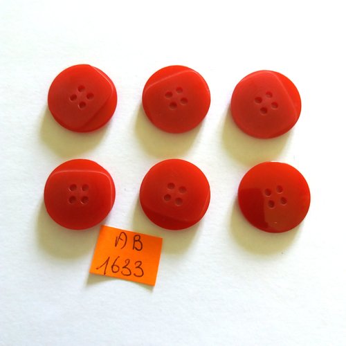 6 boutons en résine rouge - 20mm - ab1633