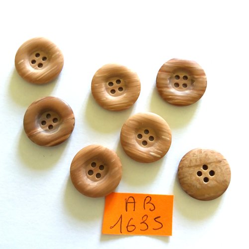 7 boutons en résine marron/beige - 18mm - ab1635