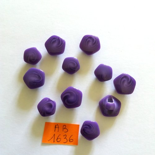 11 boutons en résine violet - 14mm et 12mm - ab1636