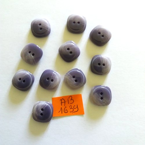 11 boutons en résine violet et mauve - 8x8mm - ab1639