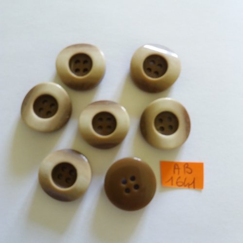 7 boutons en résine beige et marron - 23mm - ab1641