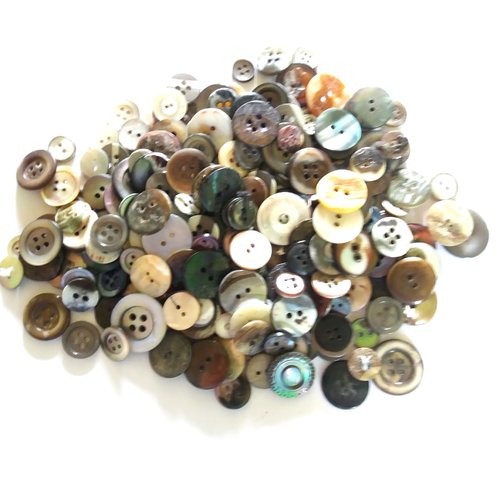 1 lot de 249 boutons en nacre - multicolore - ancien - 1170mp