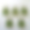 5 boutons fantaisies en bois - sapin vert - 25x36mm - f8