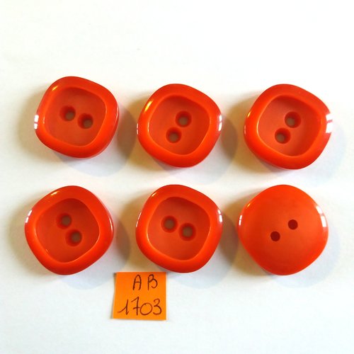 6 boutons en résine rouge - 25x25mm - ab1703